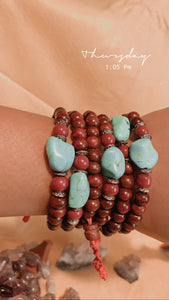 RoseWood and Turquoise Mala Bracelet